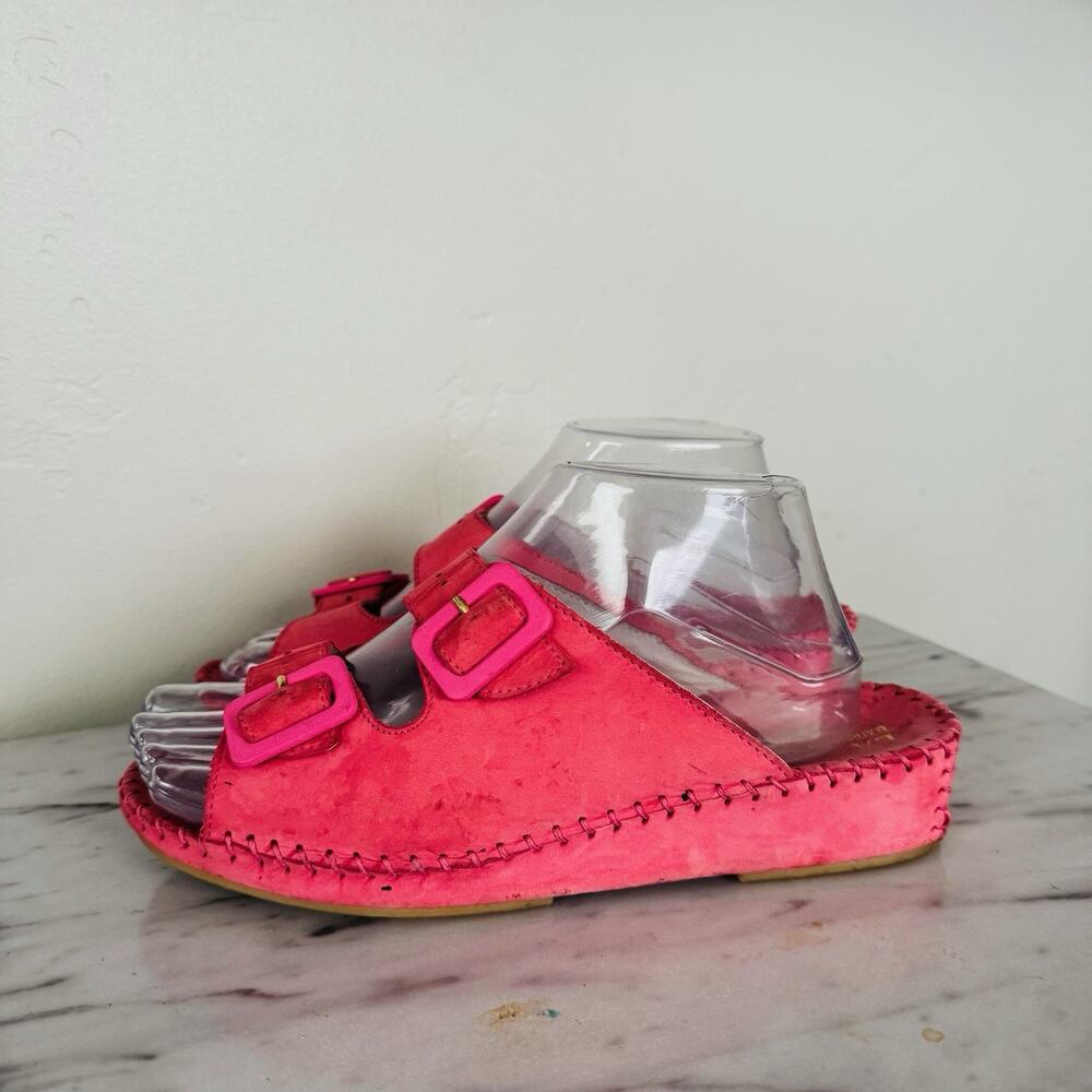 La Plume Pink Jen Suede Leather Buckle Sandals Women’s Size 7.5